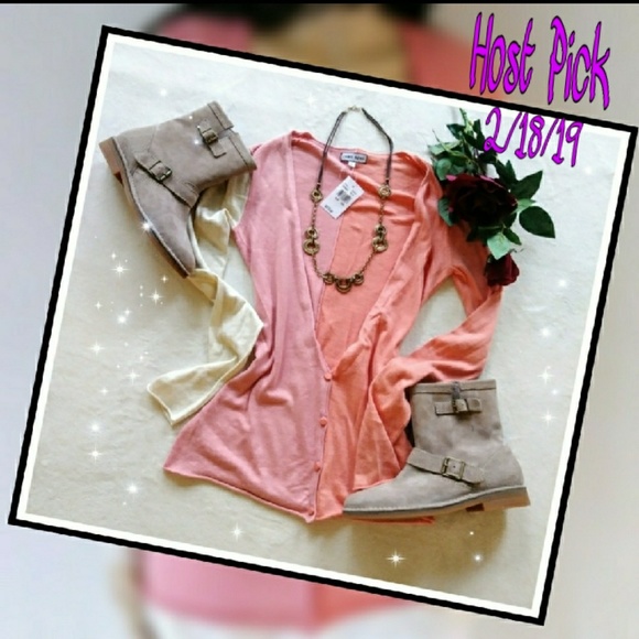 SALE! NWT Chris Benz Melon Colorblock Cardigan - Picture 2 of 8